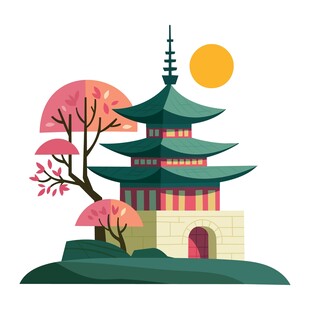 古风塔楼插画