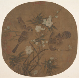 花鸟团扇古画小品