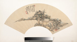 古代山水扇面国画
