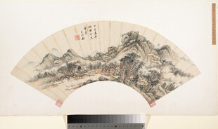 传统山水扇面国画