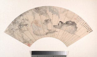 山水人物扇面国画