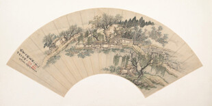 传统山水扇面国画
