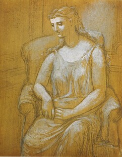 复古坐椅女子肖像画