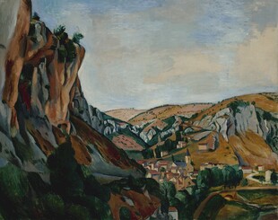 峡谷乡村风景油画
