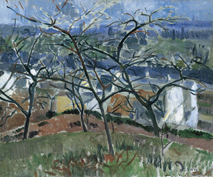 郊野初春风景油画