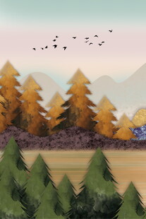 秋日山林候鸟风景