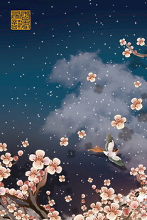 夜雪梅花国风插画