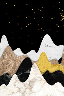 星夜抽象山景装饰画