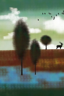 郊野自然风景插画