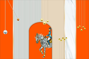 爱马仕橙墙画
