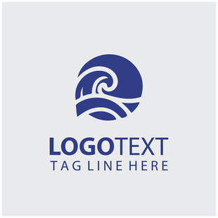 海浪圆形简约蓝色品牌logo