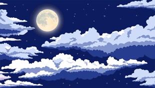 月夜云海插画