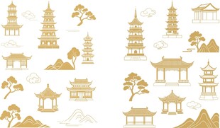 中国风中式传统线条建筑纹理装饰