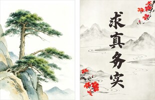 求真务实国风字画