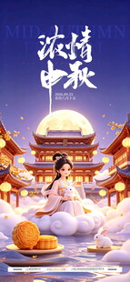 浓情中秋国风插画
