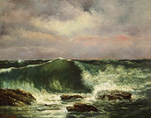 汹涌海浪海景油画