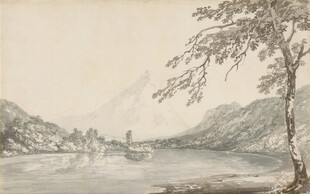 复古湖畔山水风景