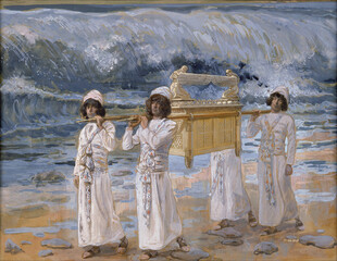 海边抬物女子油画