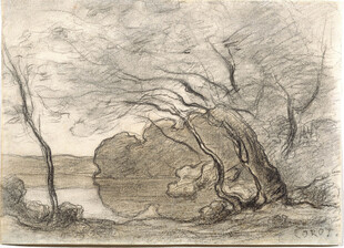 复古素描郊野风景