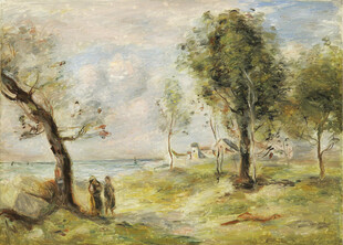 柯罗树林草地风景画油画