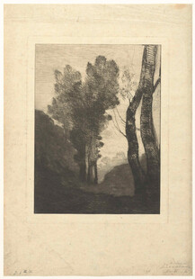 复古林间风景版画
