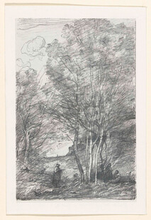 林间风景素描版画