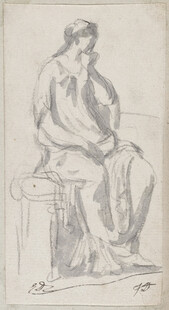 坐姿人物素描手稿