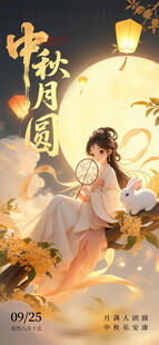 中秋月圆国风插画