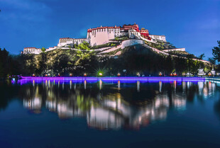 布达拉宫湖畔夜景