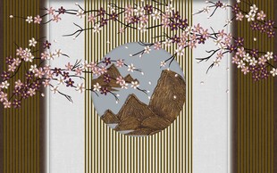 和风樱花山水装饰画