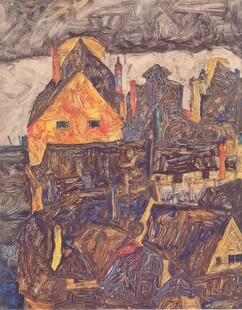复古乡村建筑油画