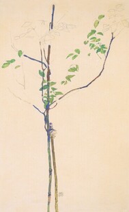 手绘淡彩嫩枝植物