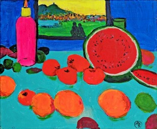 夏日水果静物油画