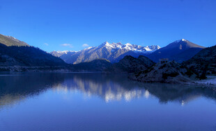 雪山湖景蓝调自然风光