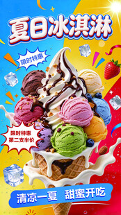 夏日冰淇淋宣传海报