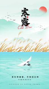 寒露节气国风插画海报
