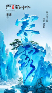 寒露国风山水创意海报
