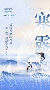 寒露节气水墨意境海报