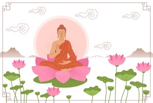 佛莲国风插画