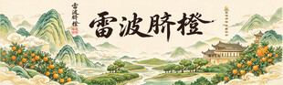 雷波脐橙国风山水插画