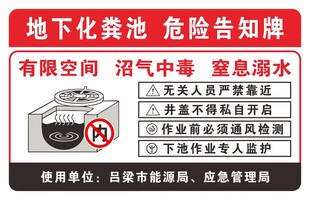 地下化粪池危险告知牌