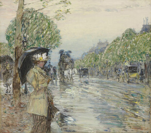 雨后街景印象油画