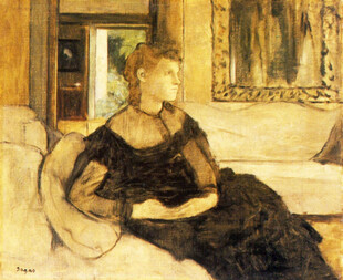 室内黑衣女子肖像油画