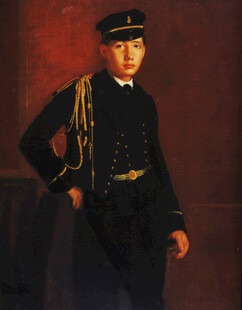 军装男子肖像油画