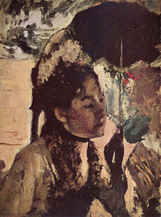 撑伞古典女子油画肖像