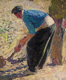 田间劳作的男子油画