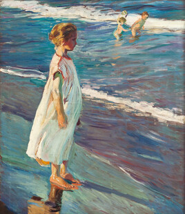 海边少女印象派油画