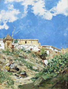 郊野乡村风景油画