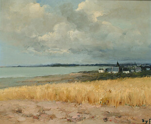 郊野海岸风景油画