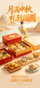 中秋月饼礼盒宣传海报